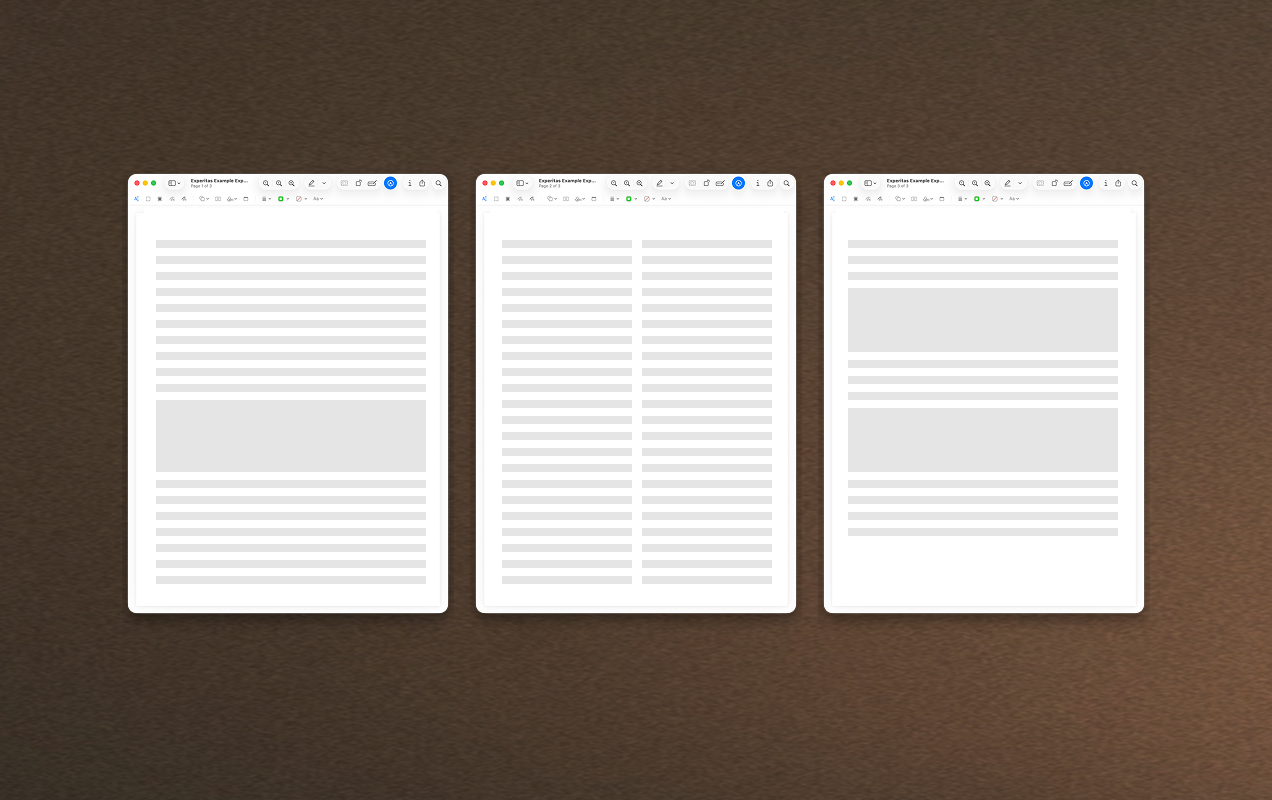 Three-page sample medical expert report mockup