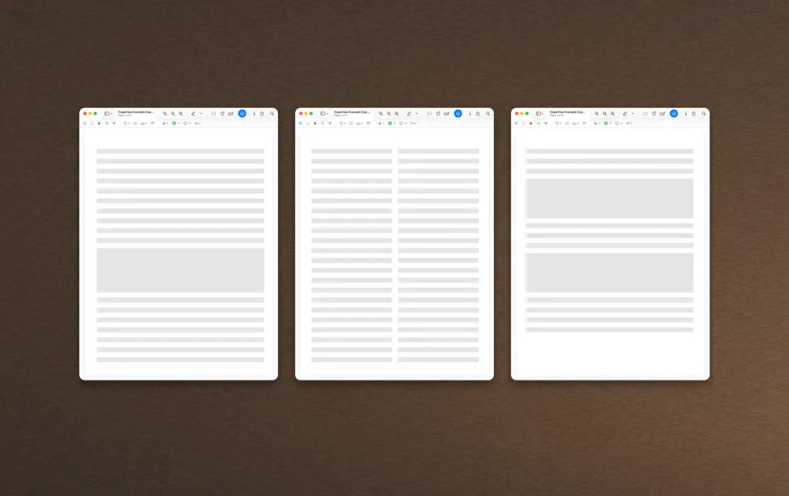 Three-page sample medical expert report mockup